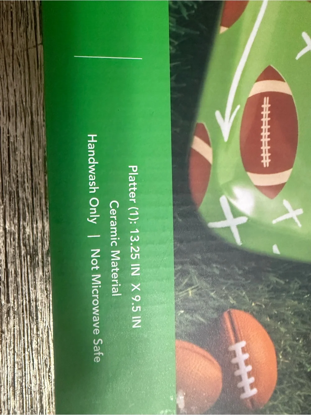Godinger Green and Brown Football Print Serving Tray